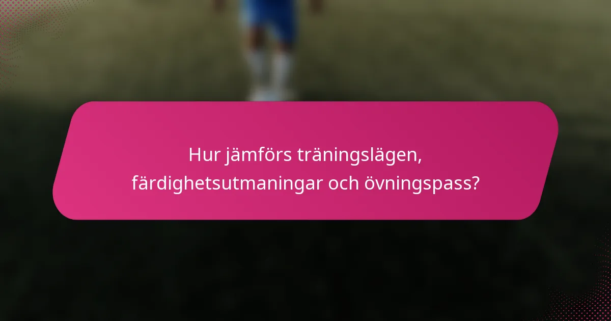 Hur jämförs träningslägen, färdighetsutmaningar och övningspass?