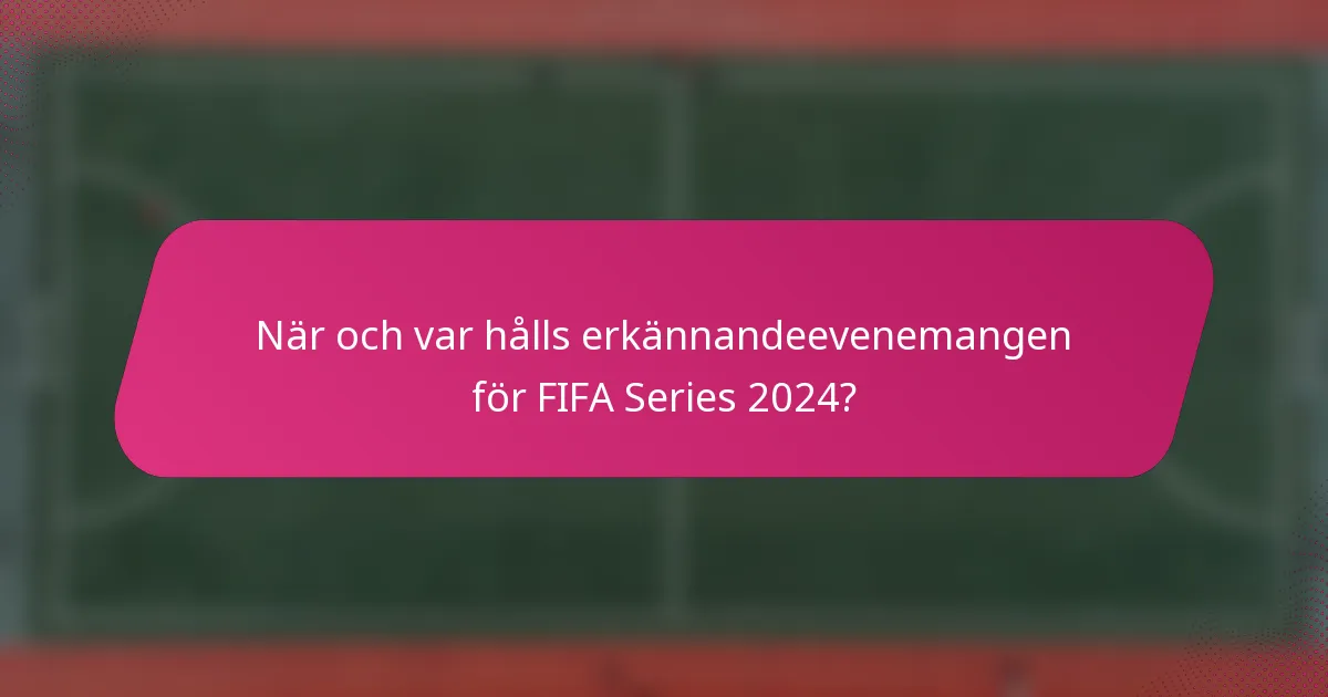 När och var hålls erkännandeevenemangen för FIFA Series 2024?