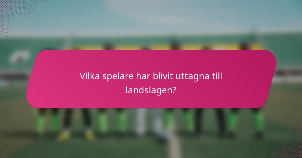 Vilka spelare har blivit uttagna till landslagen?